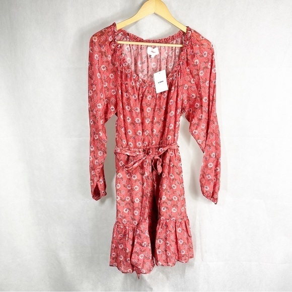 Xirena Jia Floral Print Mini Dress Size Large Coral Blush - Picture 2 of 14